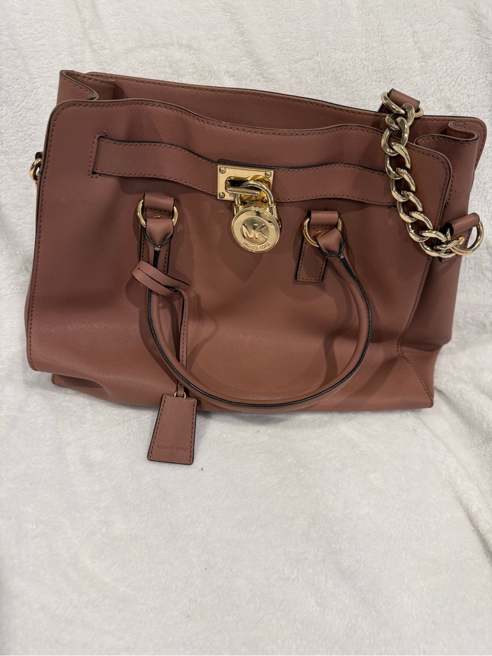 GUC Michael Kors Dusty Rose Leather Hamilton Satchel with Gold Hardware - Picture 8 of 10
